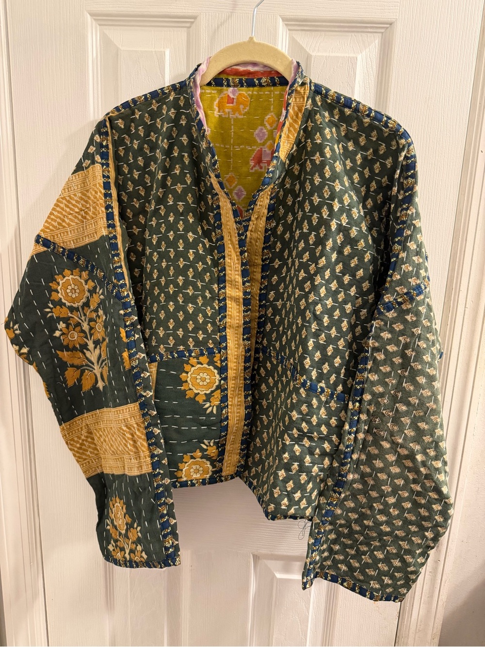 Cropped Reversible Kantha Jacket